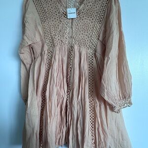 Free People Long Sleeve Dress - Peach